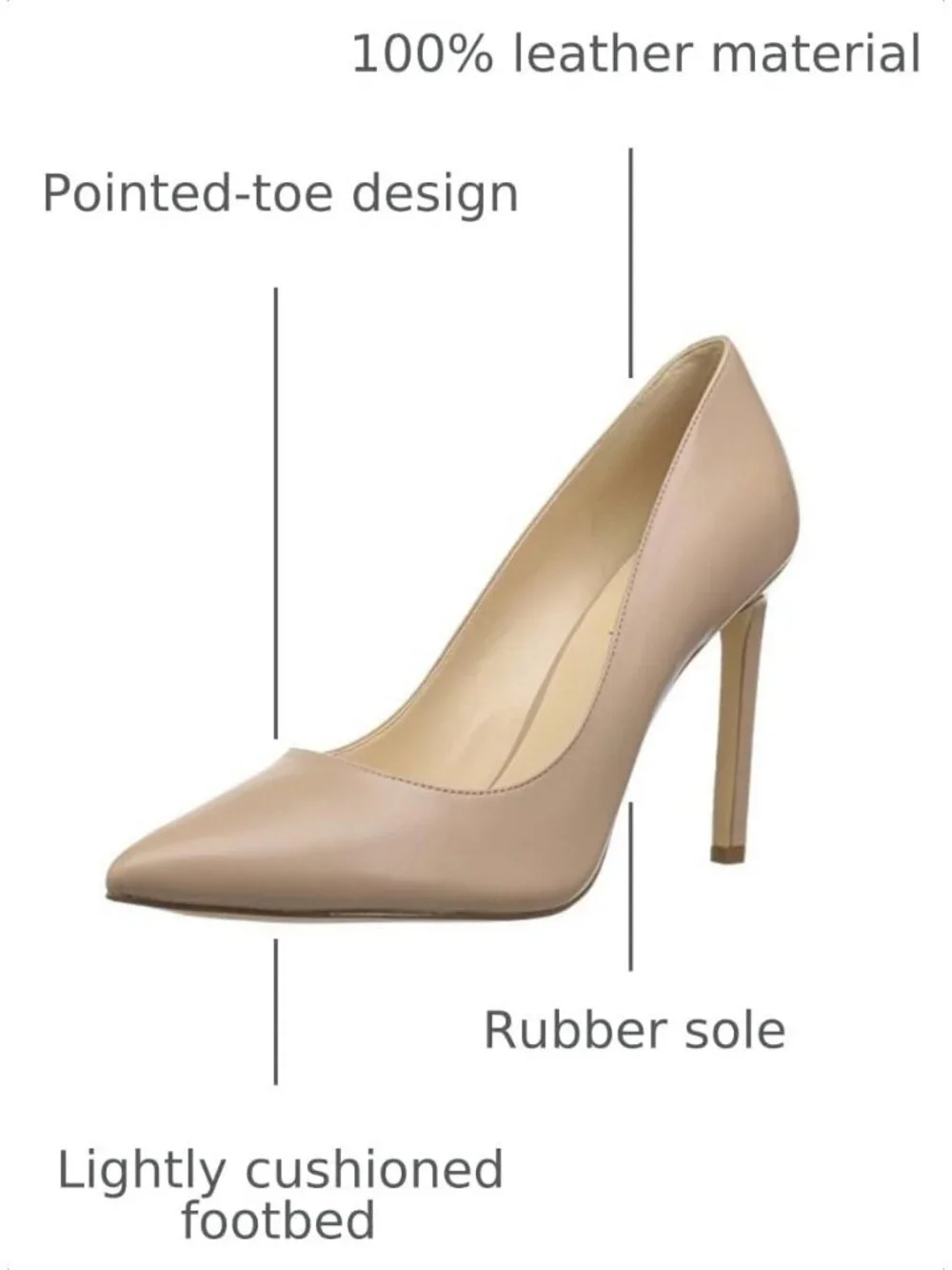 Women Natural Leather Pointed Toe Footbed Tatiana Pump Casual Covered Heel Shoes
